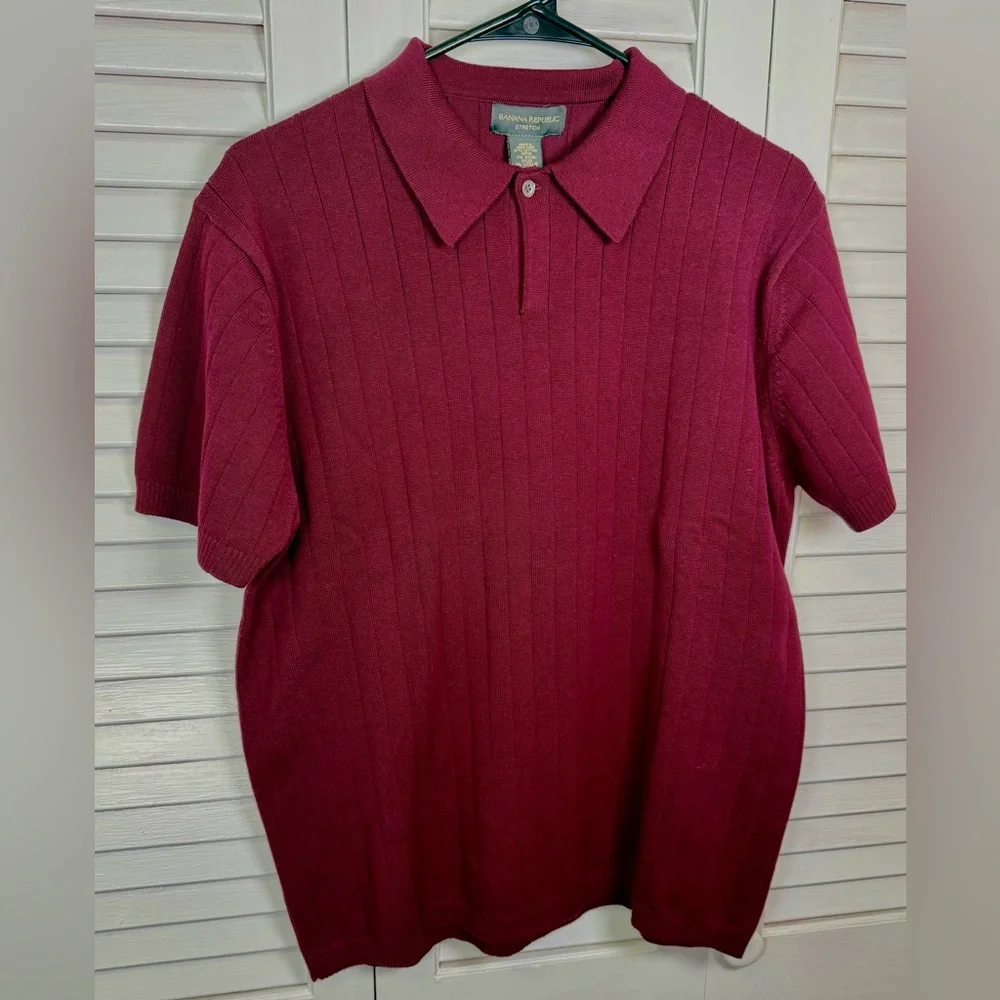 Banana Republic Men's Short Sleeve Polo in Burgundy